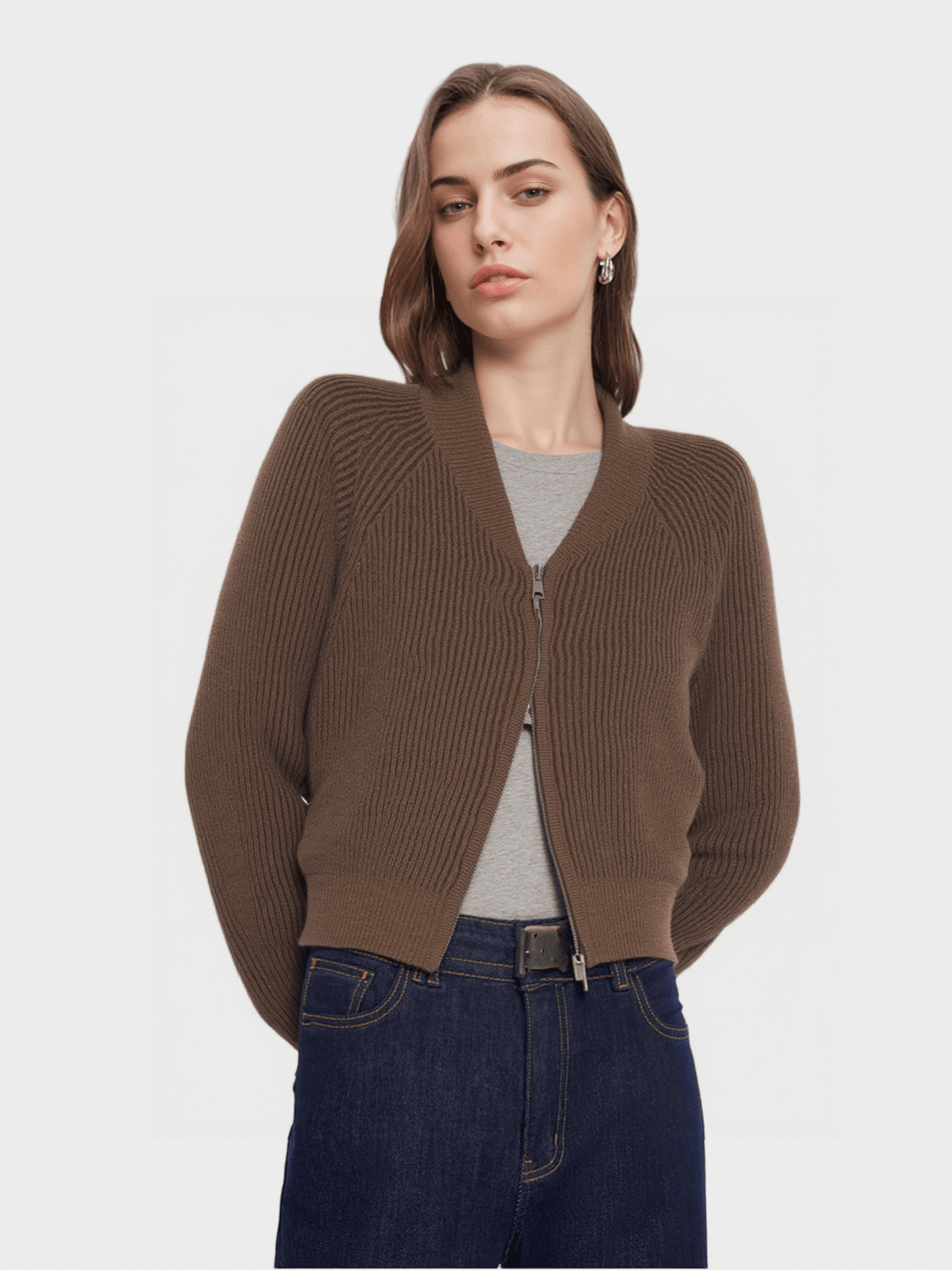 Ribbed Cropped Knit Cardigan