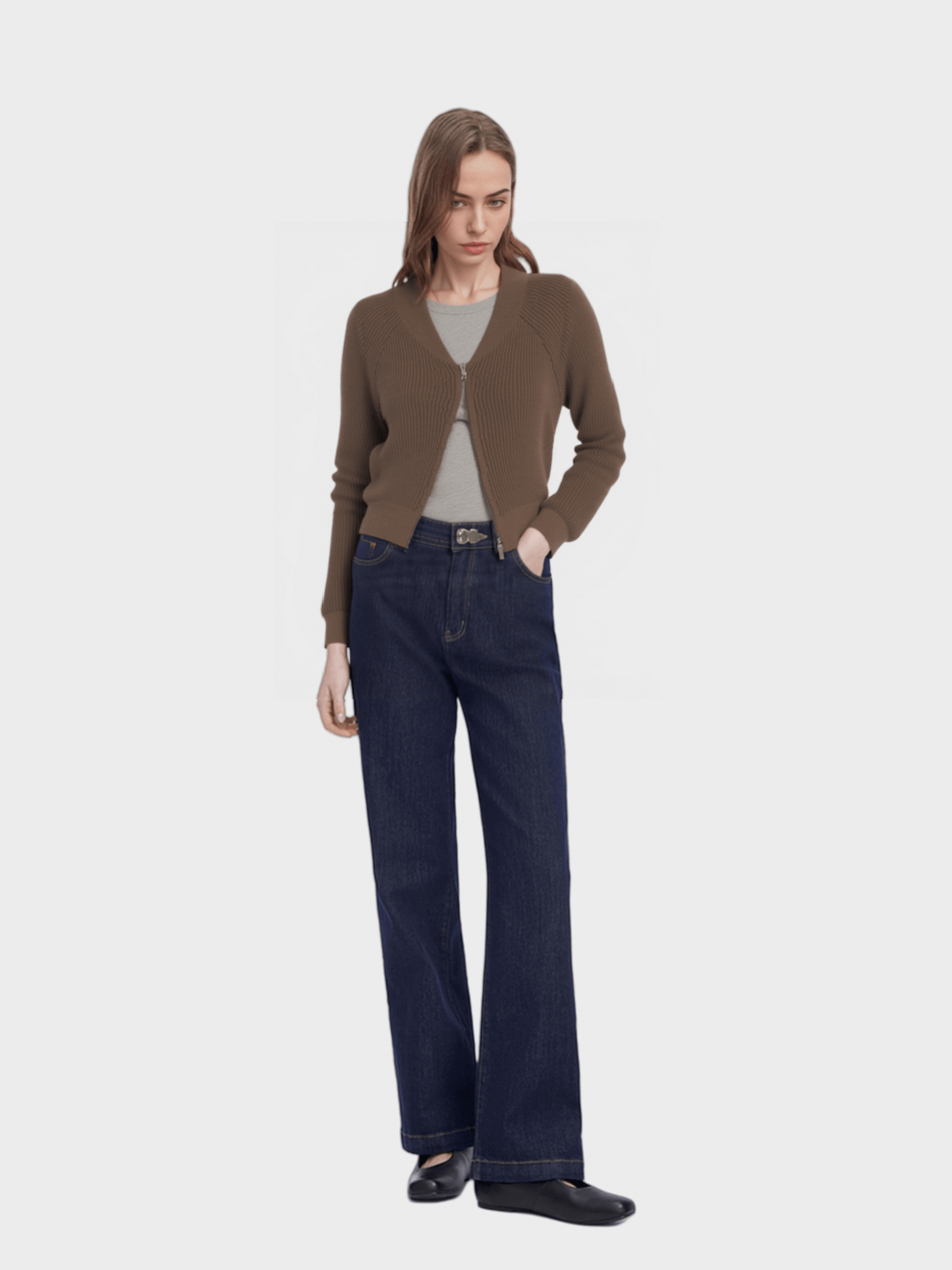 Ribbed Cropped Knit Cardigan