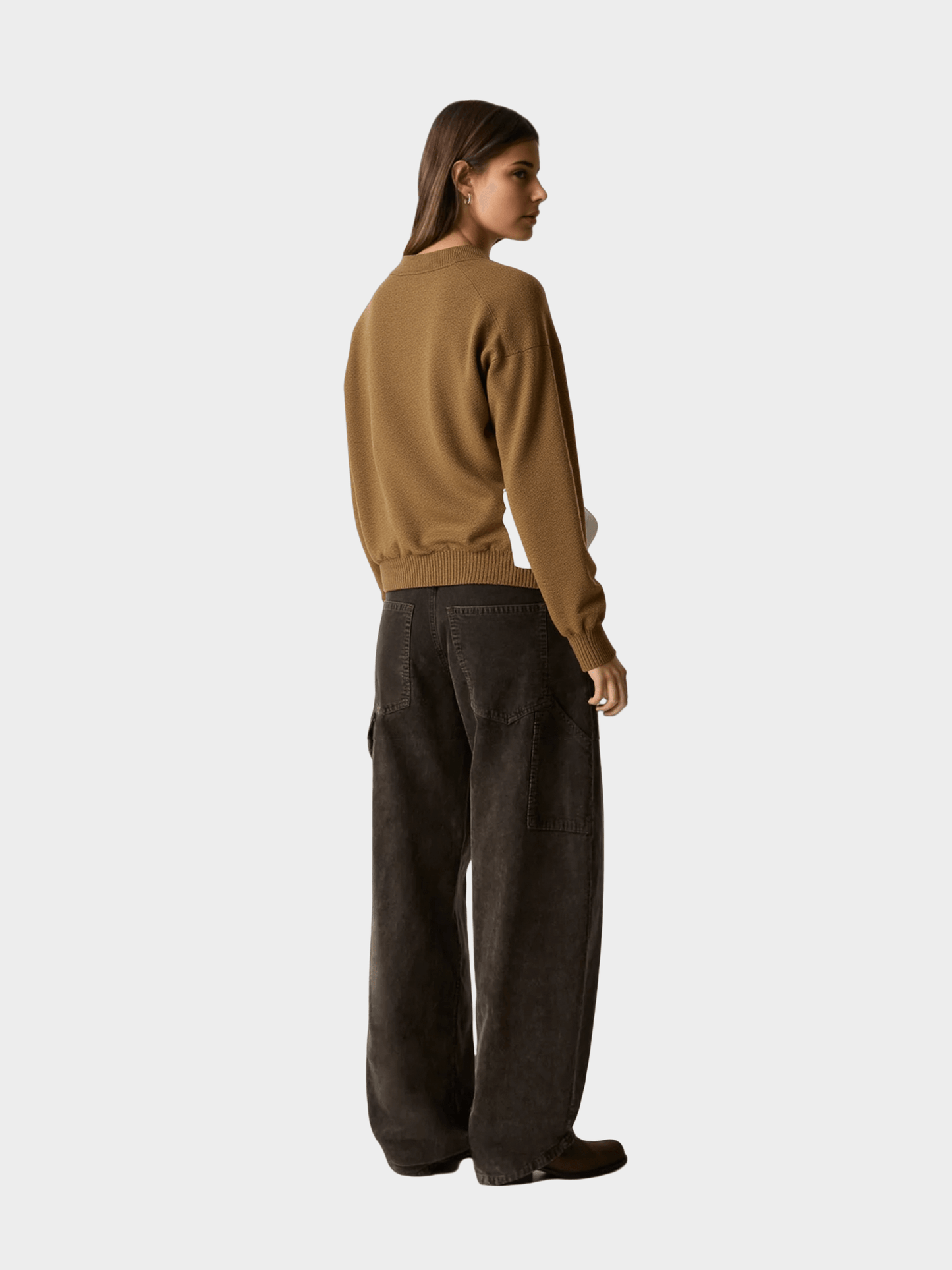 Brown Cozy V-Neck Sweater