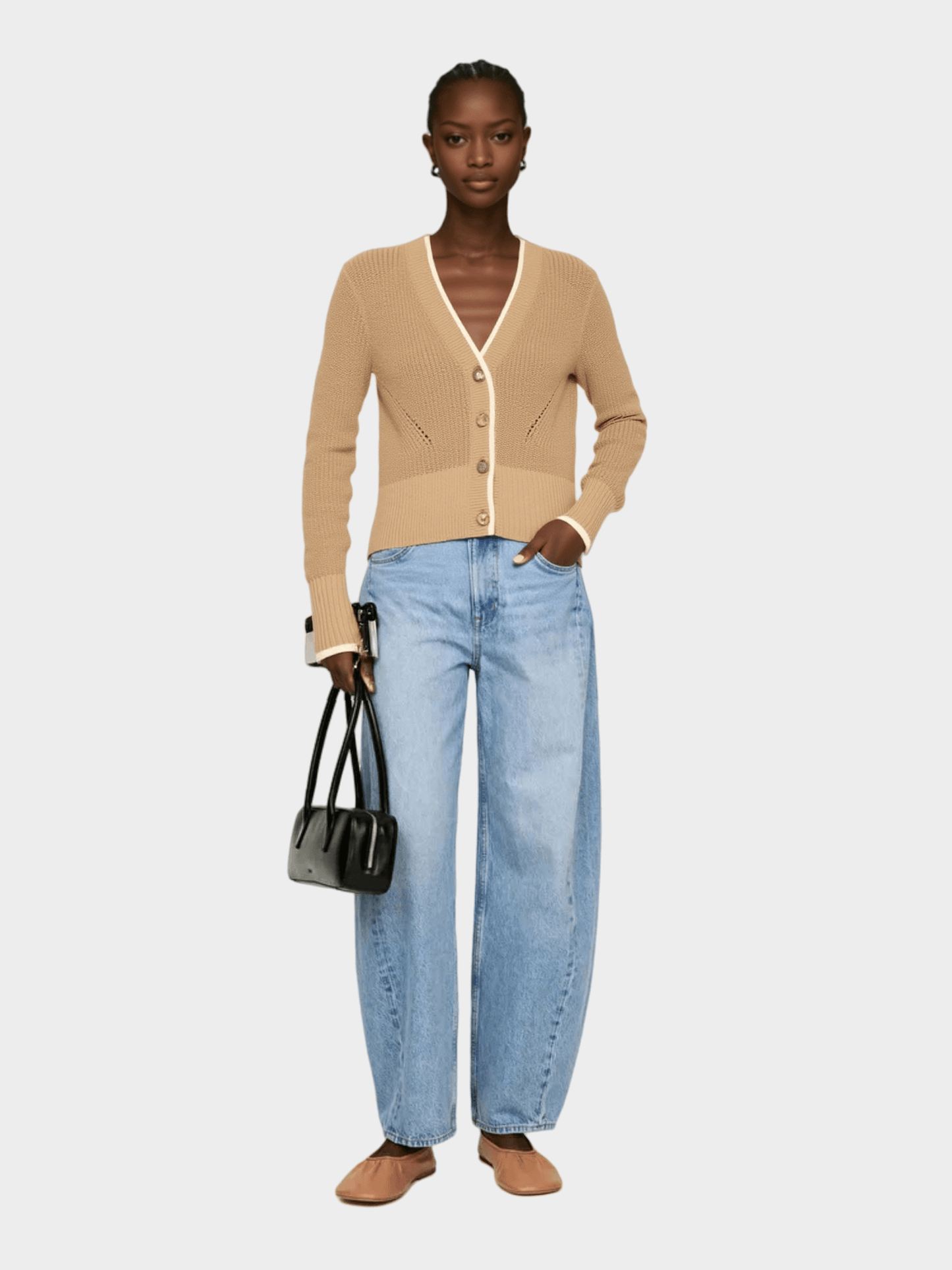 V-Neck Ribbed button-up Cardigan