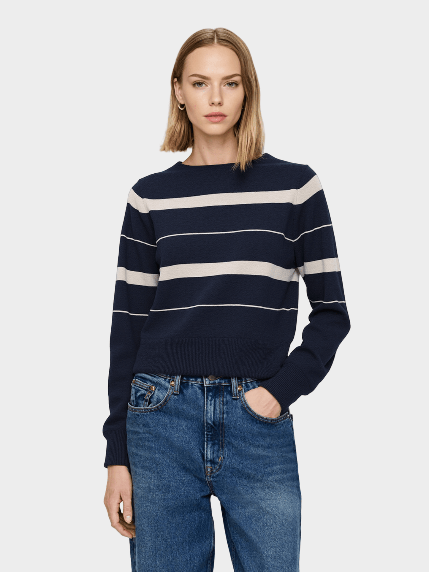 Navy&Beige Breton Stripe Knit Sweater