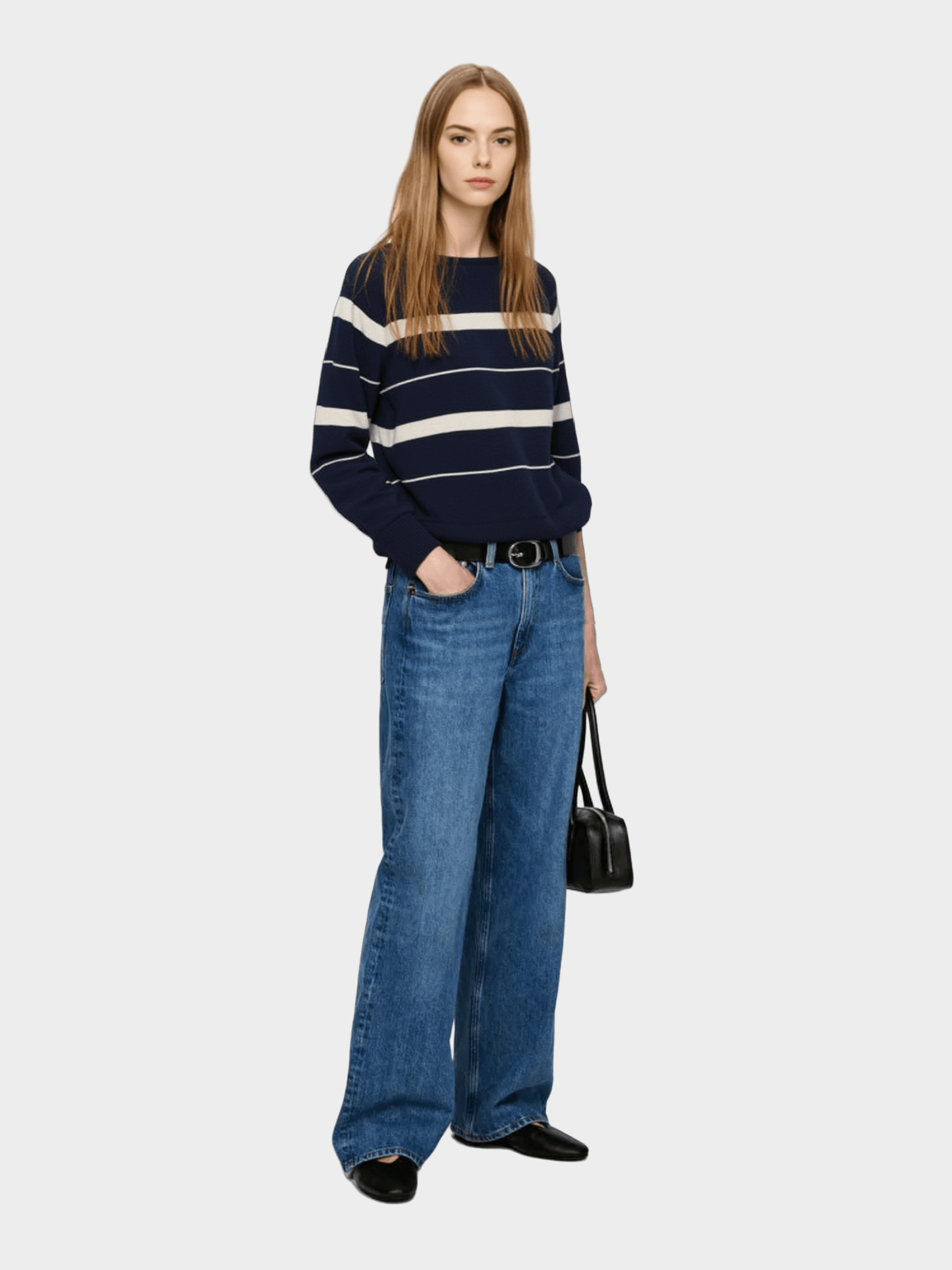 Navy&Beige Breton Stripe Knit Sweater