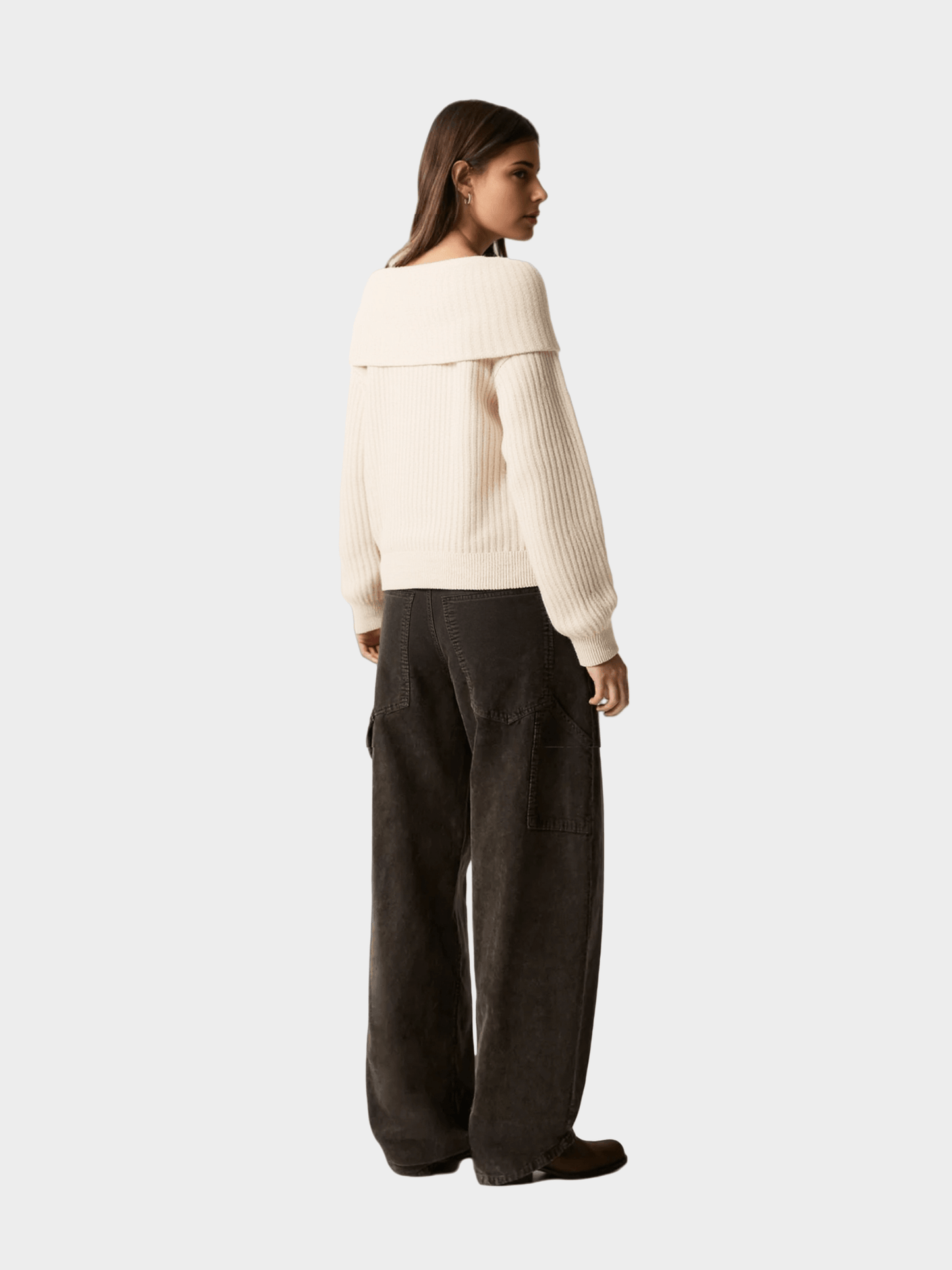 Textured Ribbed Off-Shoulder Sweater