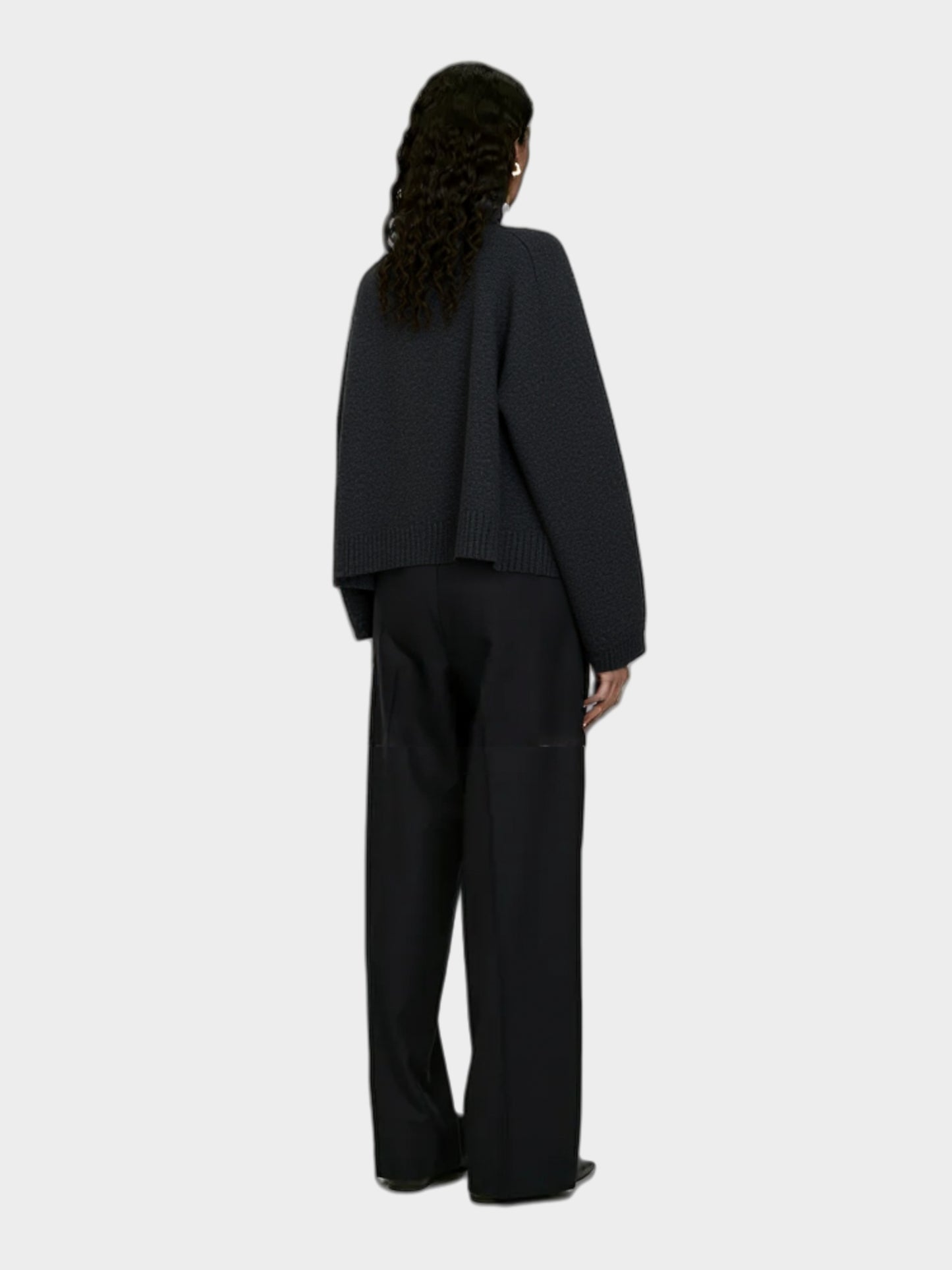 Notch-Lapel Knit Pullover Sweater