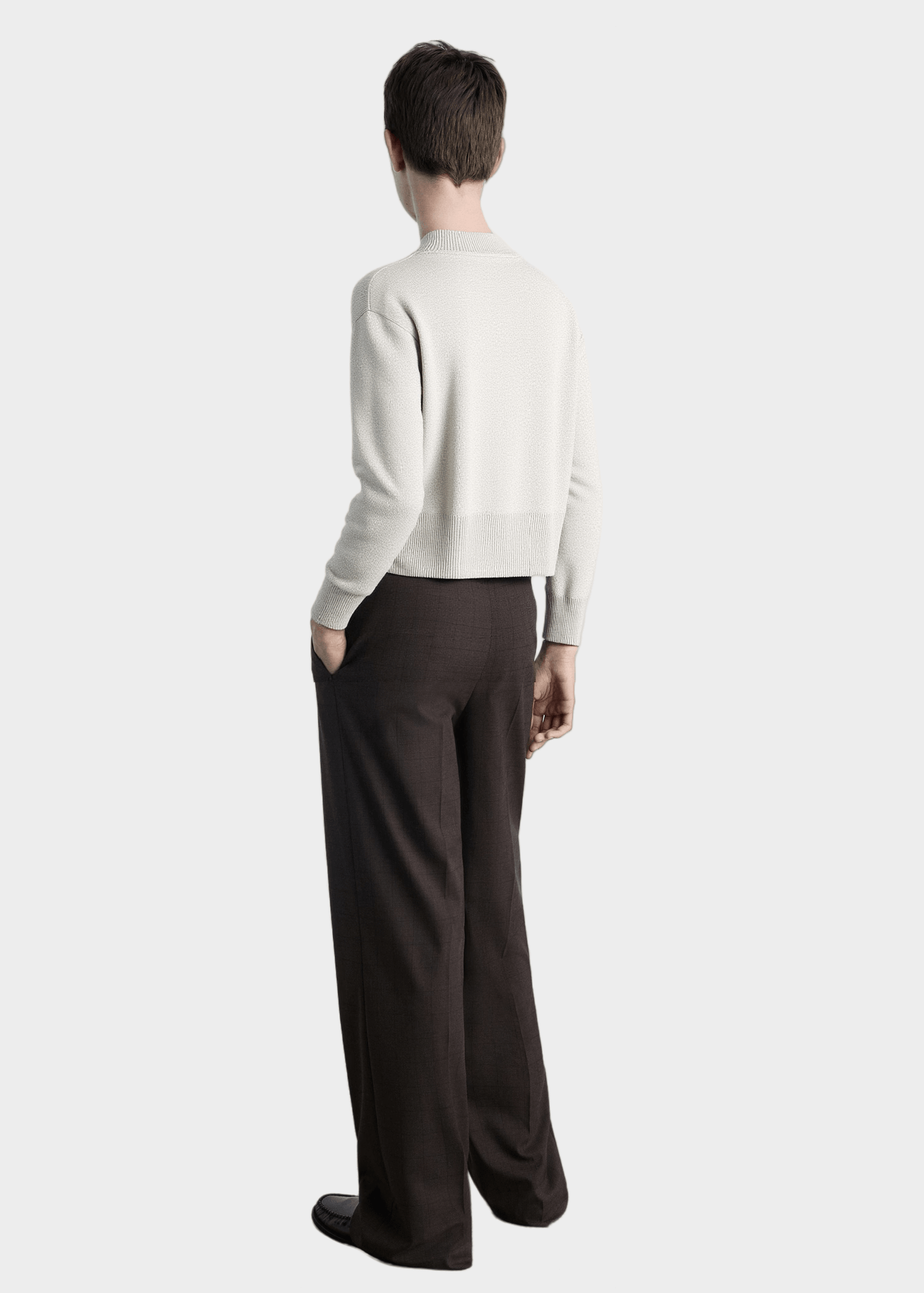 Ribbed Laple Cropped Knit Sweater