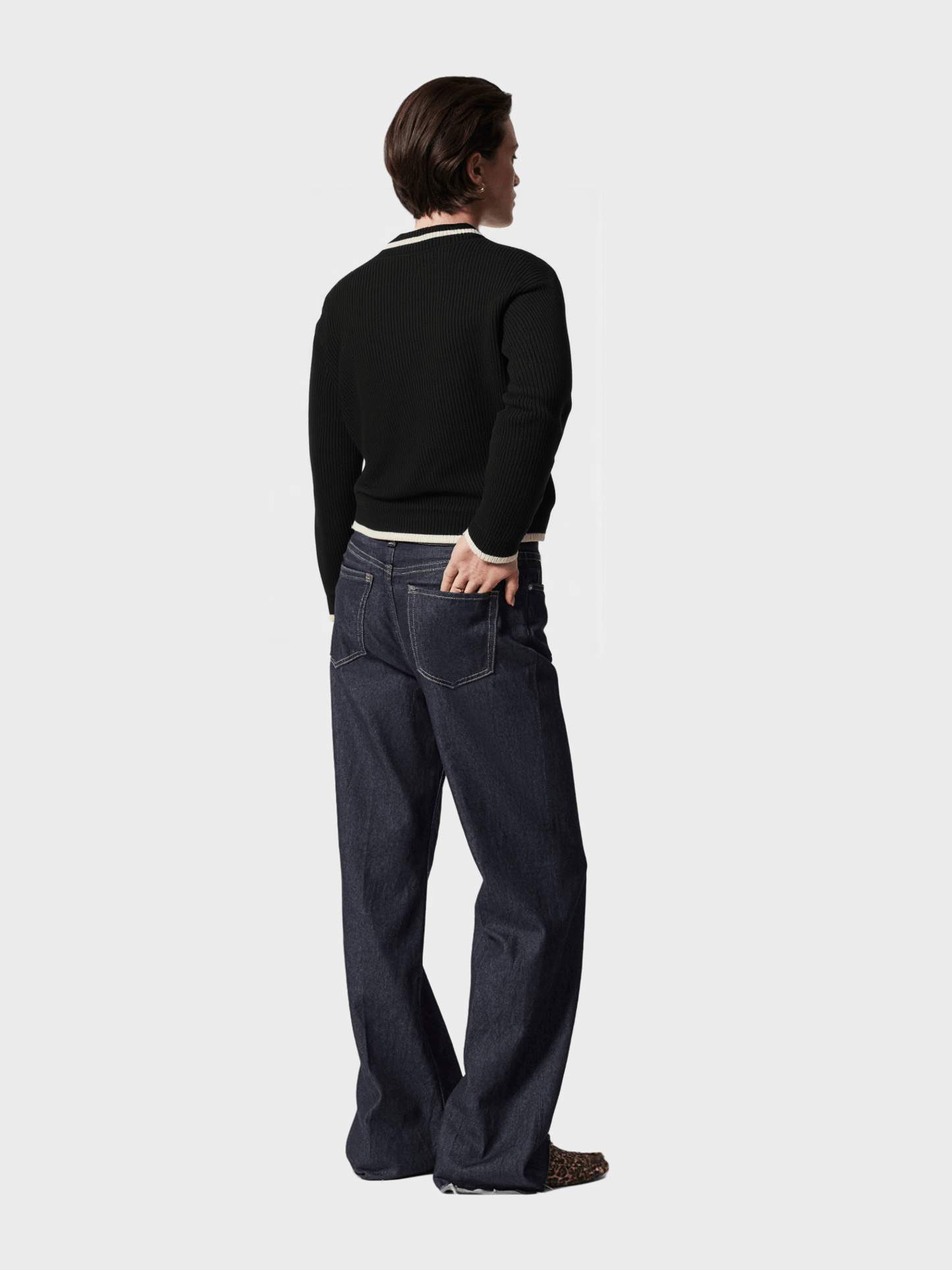 Colorblock Lapel Knit Sweater