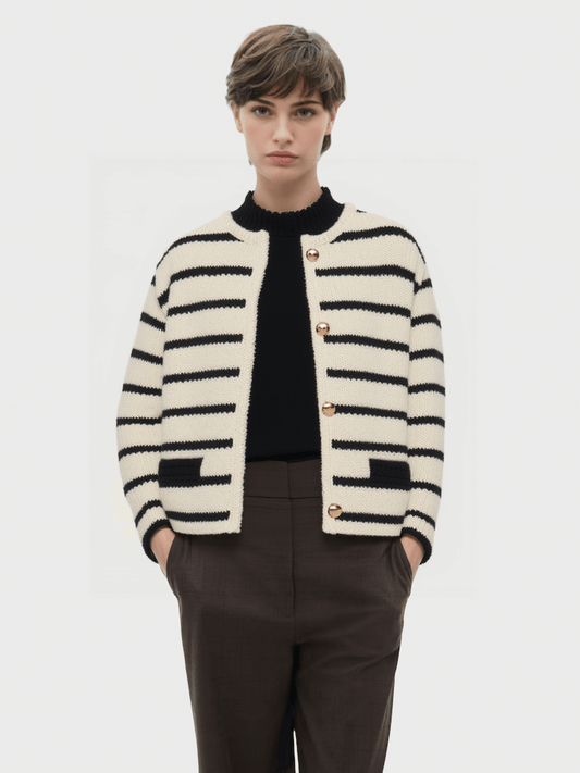 Striped button-up Knit Cardigan